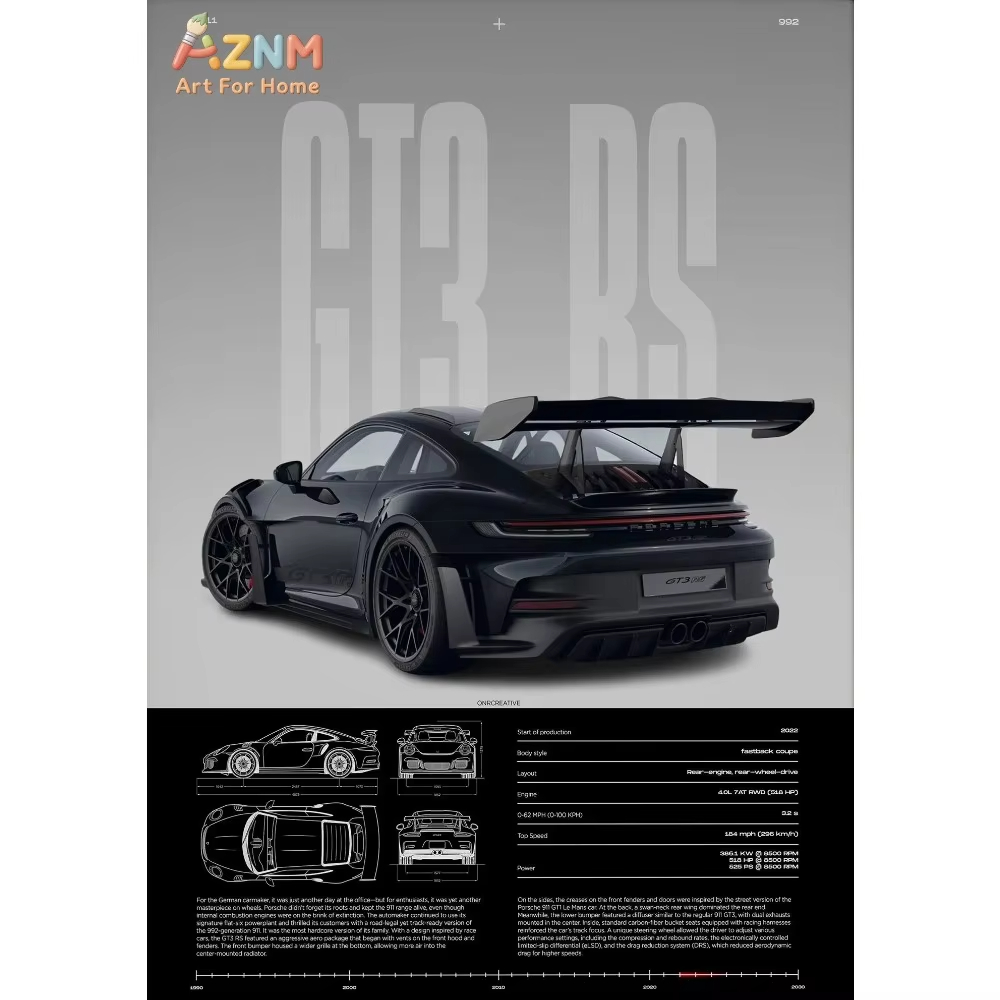 1pc Minimalist 911 GT3-RS 718  - Car Accessories For Inside 评论和价格
