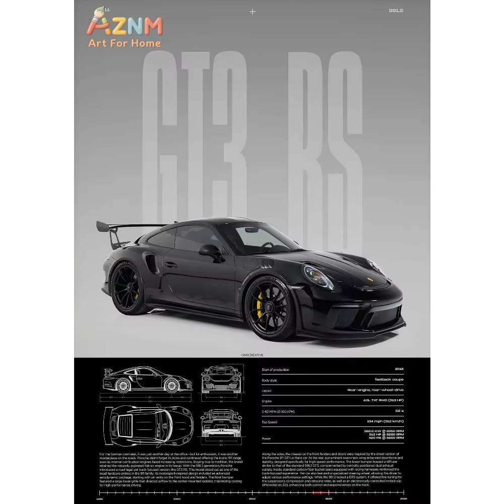 1pc Minimalist 911 GT3-RS 718  - Car Accessories For Inside 评论和价格